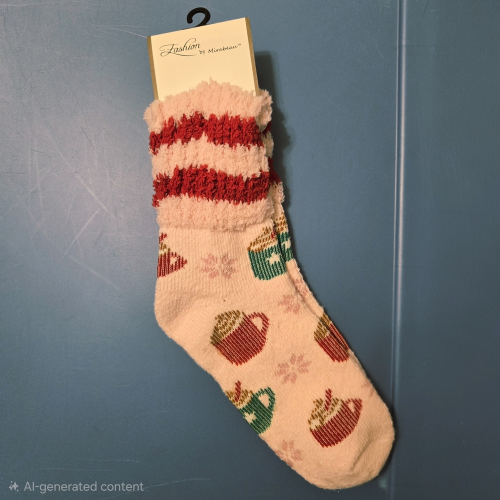 🟡 Hot Cocoa Print Cozy Slipper Socks